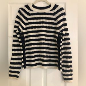 J. Crew Navy/White Striped Side-Button Sweater Sz S